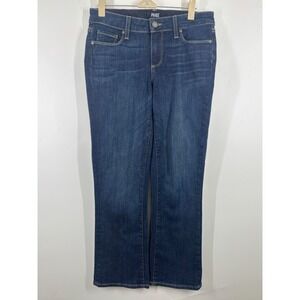 Paige Riley Crop Flare Jeans Dark Indigo Blue Stretch Denim Womens Size 27